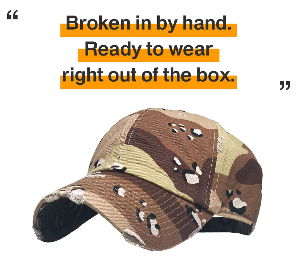 Desert Camouflage Distressed Vintage Baseball Cap Front Side View